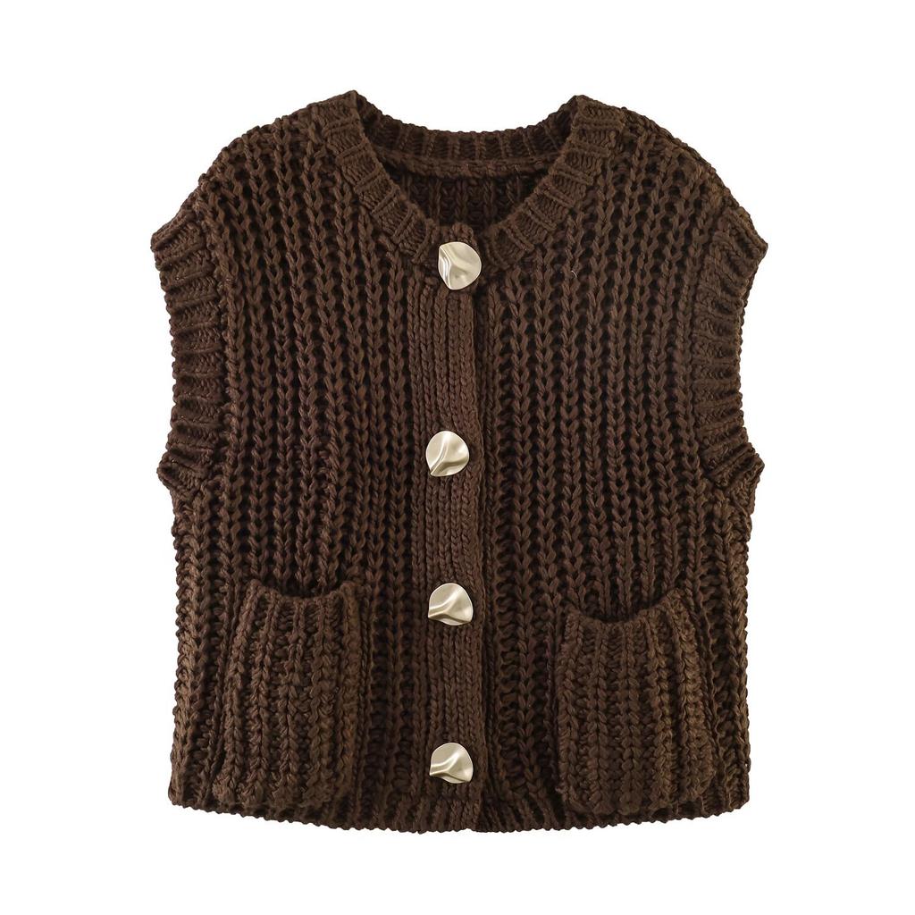 European and American Style, New Women's Clothing, Foreign Style Thick Needle Sleeveless Knitted Vest Vest Vest Vest 5802114