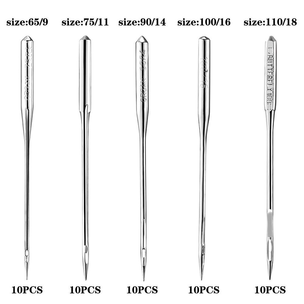 50Pcs Sewing Machine Needles and 2Pcs Automatic Needle Threader Needle Threading Tools for Home Sewing Machine Stitch Embroidery