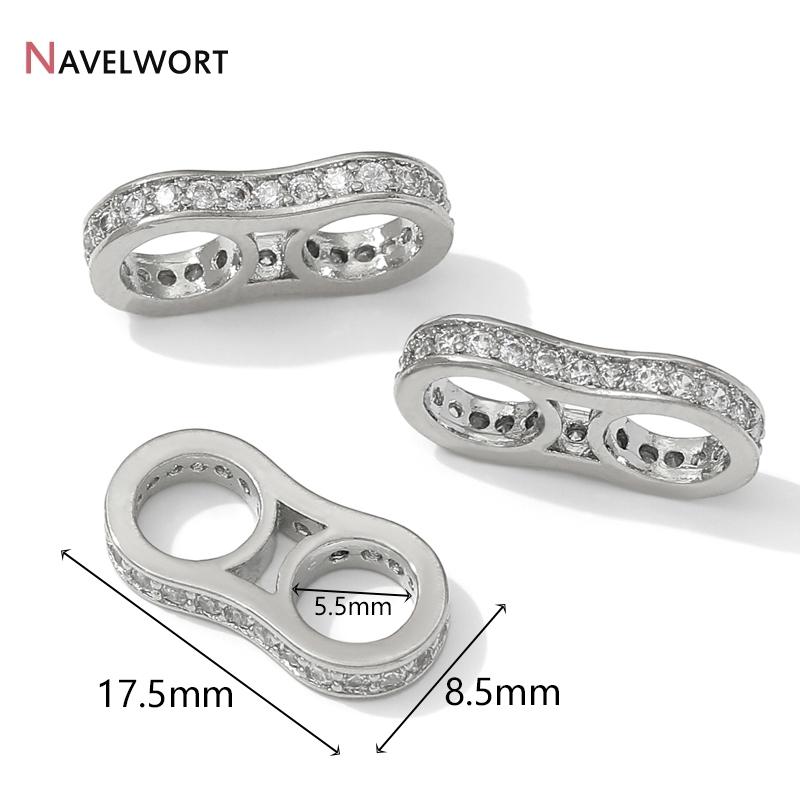 14K Gold Plated Brass With Zircon Spacer Beads Separator For Beads DIY Bracelet Necklace Making Accessories Jewelry Materials