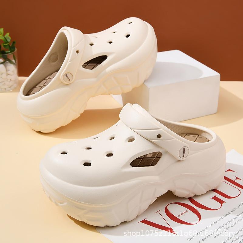Summer new women's two-color hole shoes platform non-slip wear-resistant fashion outdoor beach bag head mop