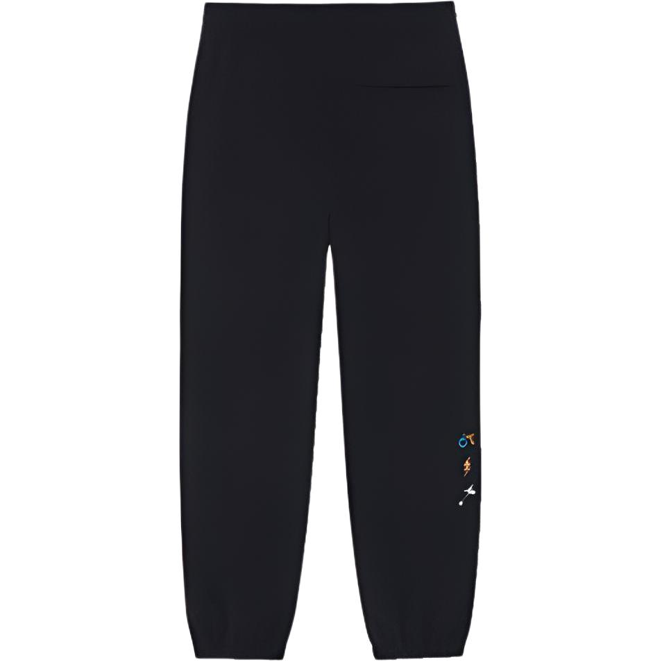 Li Ning Wade Series Solid Color Logo Print Elastic Waist Cuffed Sports Pants Men bottoms Black AKXSB93-1