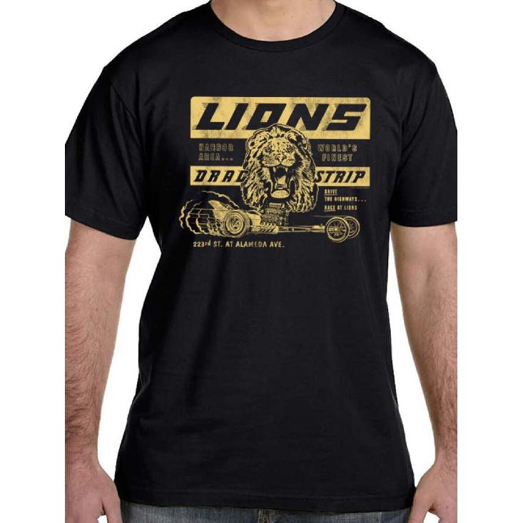 Lions Drag Strip Logo T-Shirt - & Soft Breathable Cotton Tee with Drag Strip Graphic, Casual Streetwear for Racing Events & Casual Attire, Machine