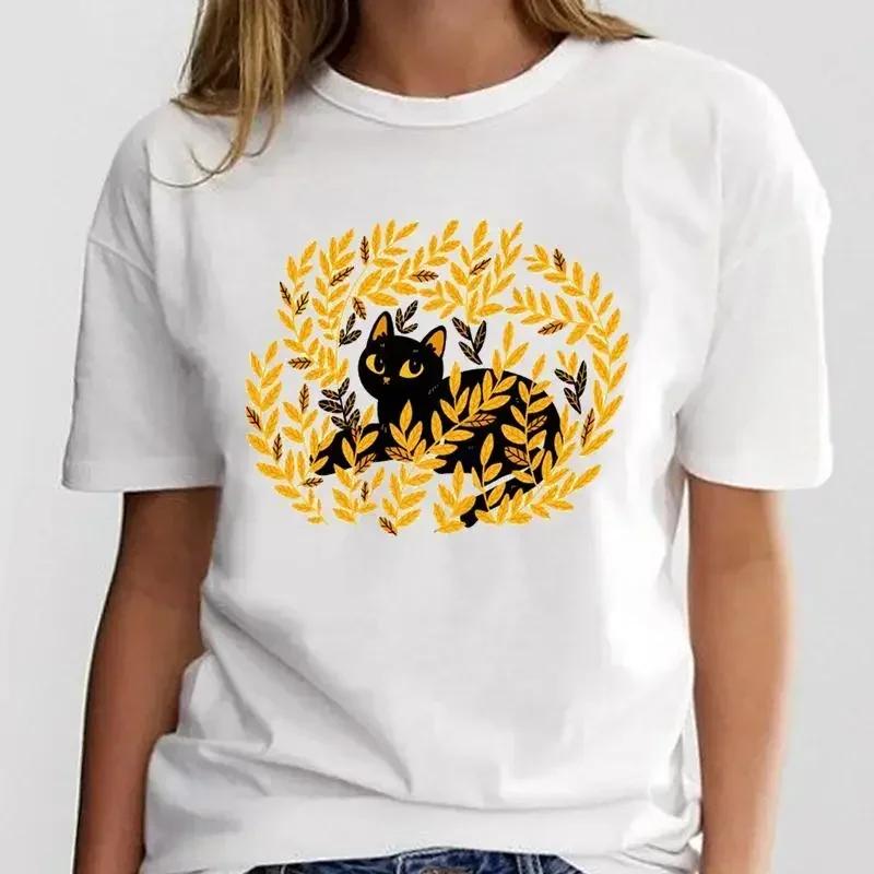 Women Print Graphic Ladies Clothing Fashion Tee Cat Love Trend New Style Female Cartoon Clothes T Shirt Top  Aesthetic Clothes