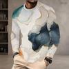 Men Plus Size Round Neck Long Sleeve Abstract Printed Casual Pullover T Shirt