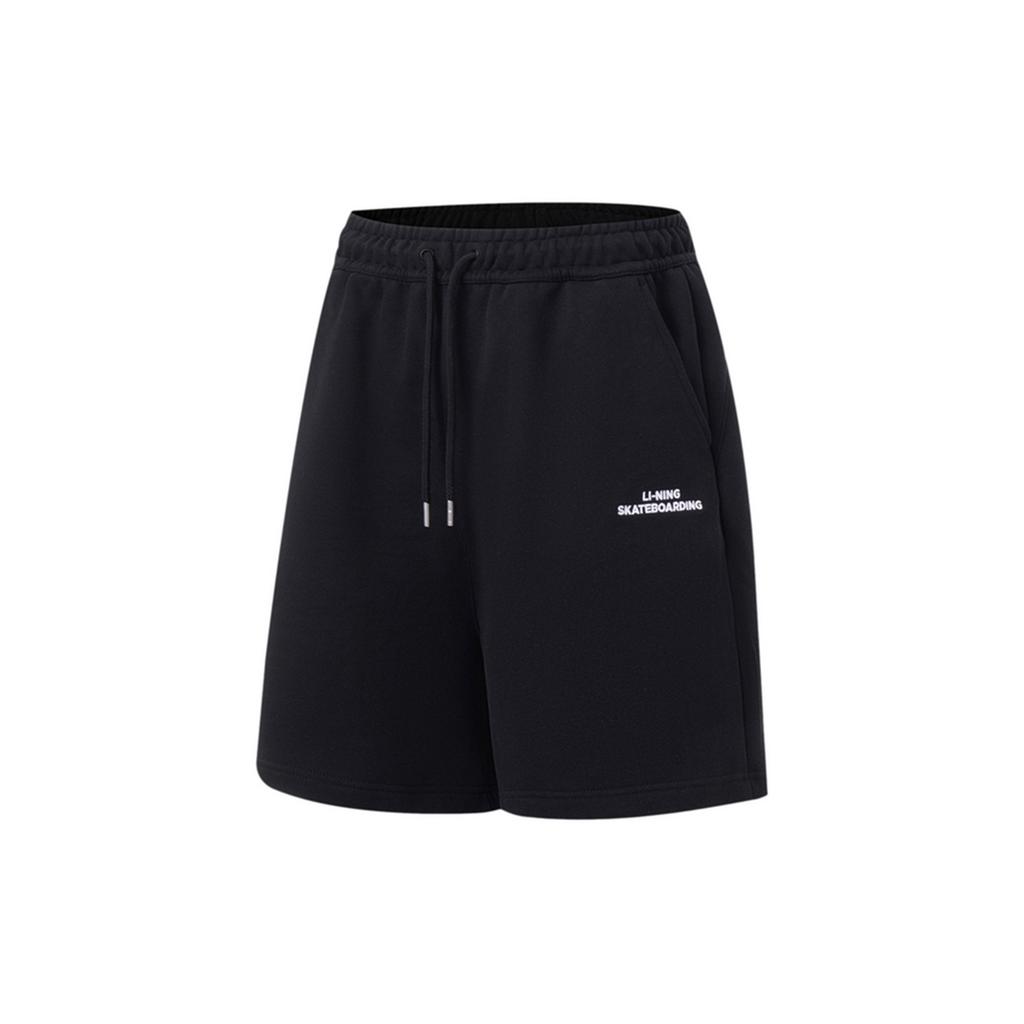 Li Ning Golden Era Letter Embroidery Loose Straight Leg Five-Point Shorts Men shorts Black AKST051-2