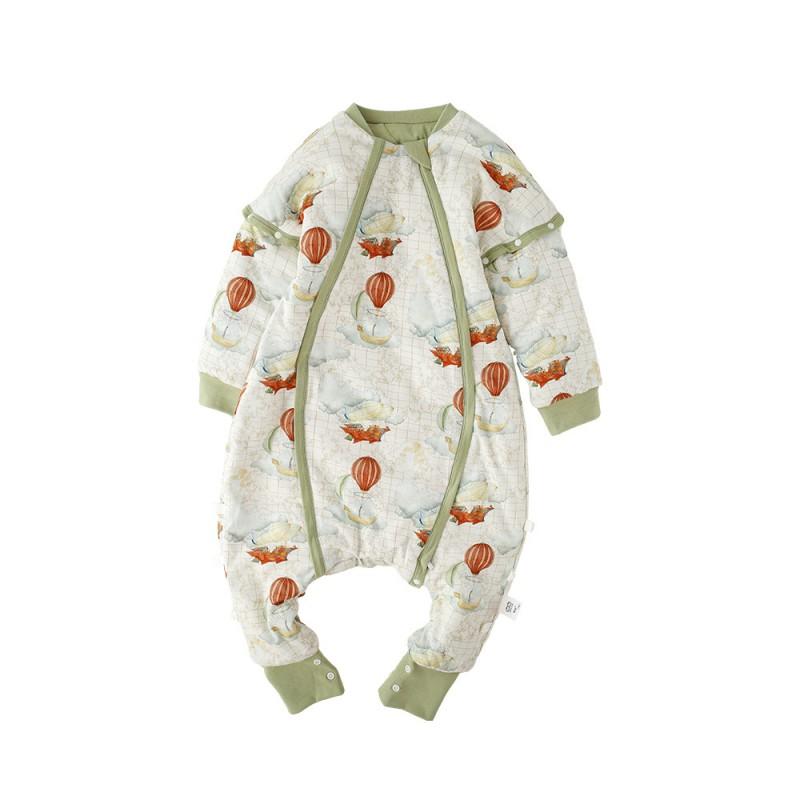 Thick Cotton Knit Sleeping Bag Toddlers With Legs Separated Anti-Kick Design Soft Bamboo Lining Fall Winter