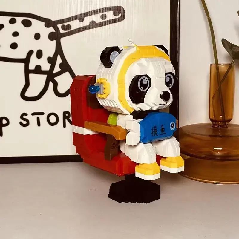 Puzzle z mikročástic vysoké obtížnosti pro děti s čínským domácím stavebním blokem kreslená panda držák na tužky