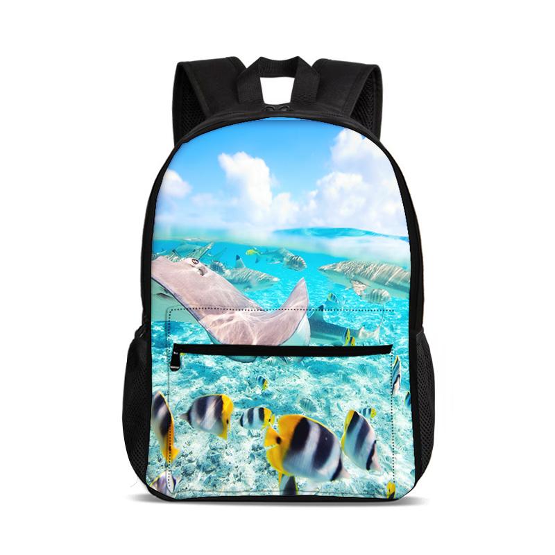 Underwater World Backpack Versatile Cartoon Large Capacity Outdoor Travel Mountaineering Boy and Girl School Birthday Best Gift