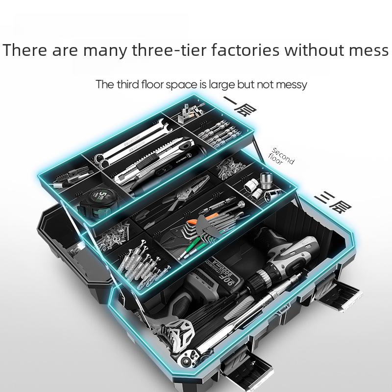 Zielony Las Przenośny Trójwarstwowy Wielofunkcyjny Przybornik: Składany Magazyn Przemysłowy na Sprzęt Domowy i Samochodowy
