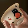 New Hand Painted Orange Cat Gaiwan Cute Ladies Tea Bowl Heat Resistant Kung Fu Tea Set Brewing Cup Exquisite Household Tea Set