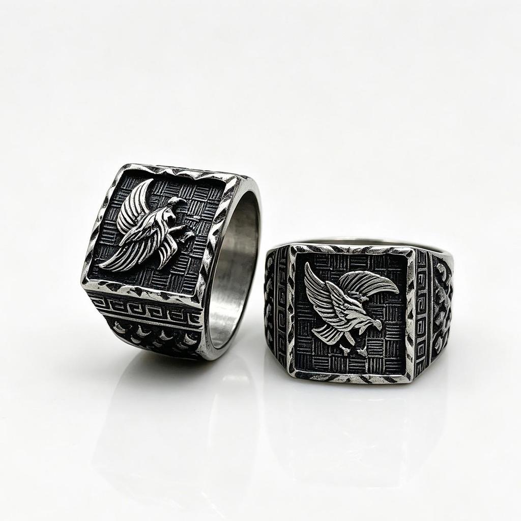 European-American Retro Eagle Men's Titanium Steel Ring – Stainless Steel Hip Hop Fashion Accessory