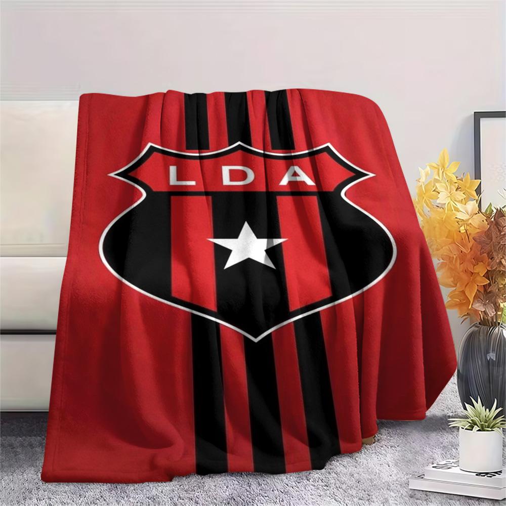 LDA Club Red Black Stripe Star Crest Print Flannel Blanket Soft Warm Throw Blanket For Sofa Bed Couch Costa Rica Soccer Fan Home Decor Gift