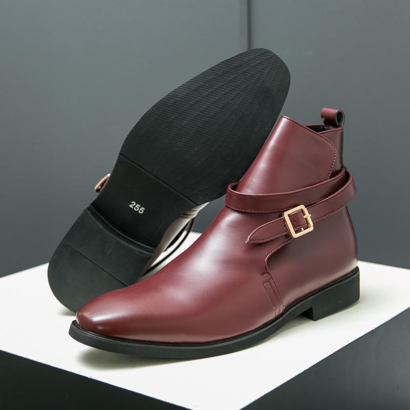 

Новые кожаные сапоги в итальянском стиле, модные сапоги до середины голени, ботильоны, мужские сапоги, роскошные дизайнерские туфли, офисные туфли с острым носком, настоящие 46 коричневый