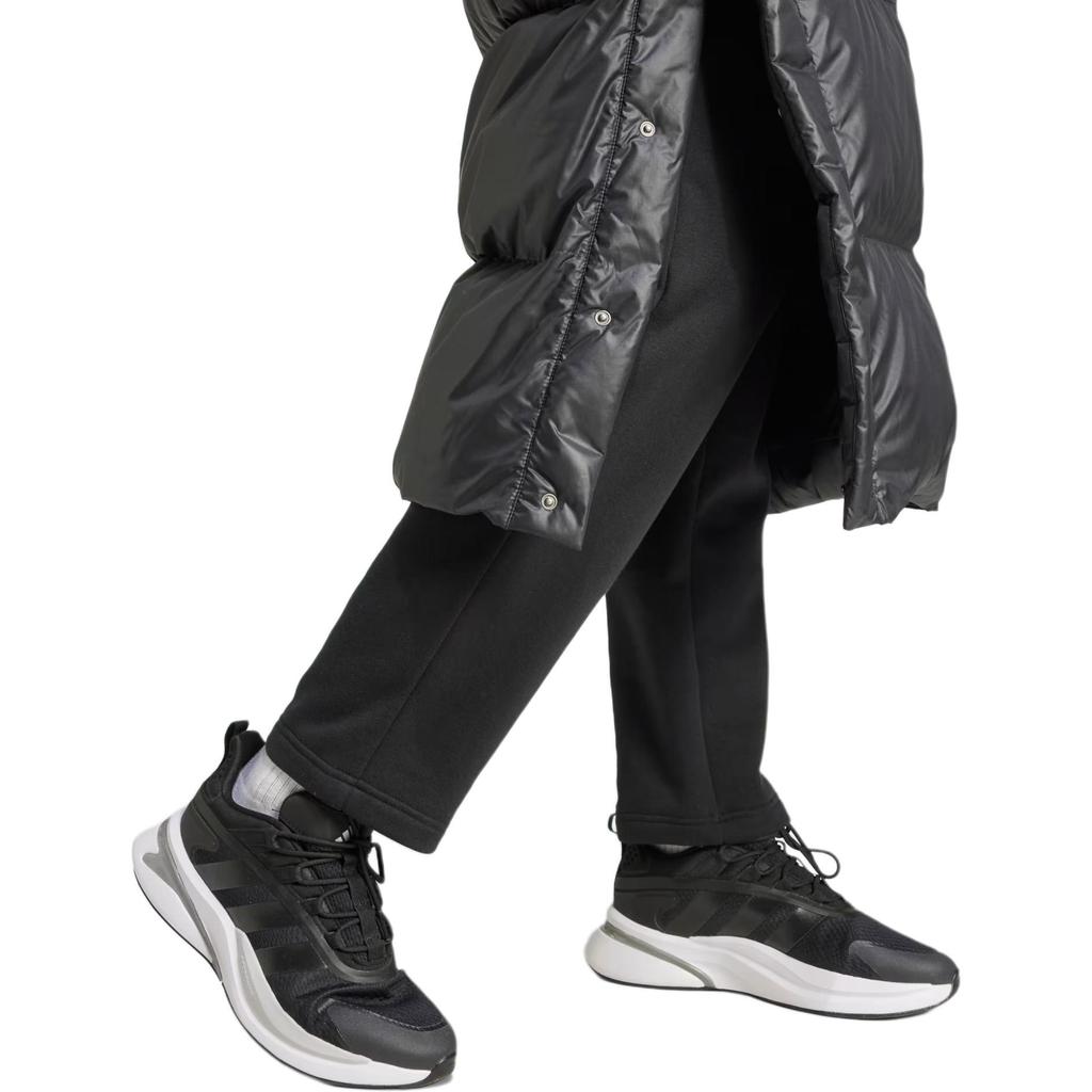 Adidas Solid Color Hooded Zipper Mid-Length Long Sleeve Down Jacket Women Outerwear Black IV9770