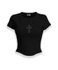LIKE THE MOST Round Hem Slimline Stretch Short Sleeve T-Shirt_Black