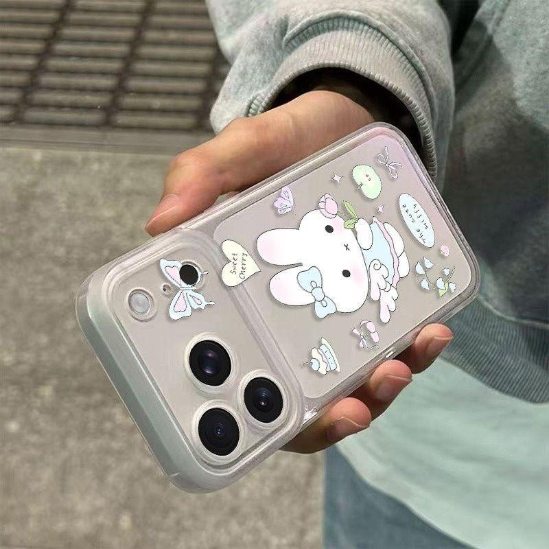 Integrated button mobile phone case is suitable for Apple 17/16 Angel Rabbit 17promax cartoon 13 soft case 11 pupil eyes
