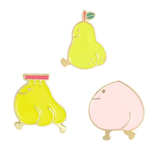 Unisex Walking Peach Hruška Ovoce Smalt Brož Odznak Šátek Taška Oblečení Dekor