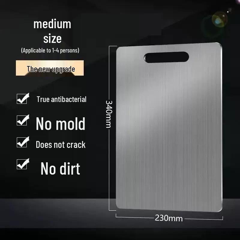 Dual-Sided Antibacterial Stainless Steel Cutting Board for Vegetables & Meat with Rolling Pin