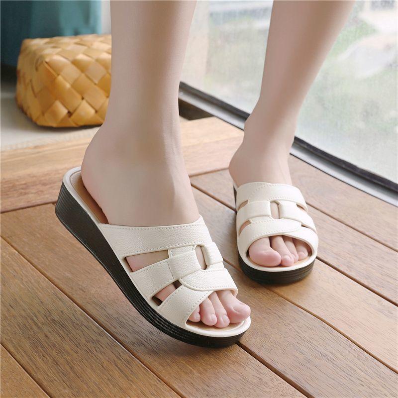 

Модные летние домашние уличные женские тапочки на танкетке, на толстой подошве, противоскользящие, на танкетке, крутая швабра 40