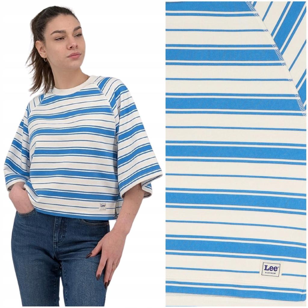 Lee Raglan Sweat Workwear Loose Raglan Cotton Sweatshirt Women Stripes S