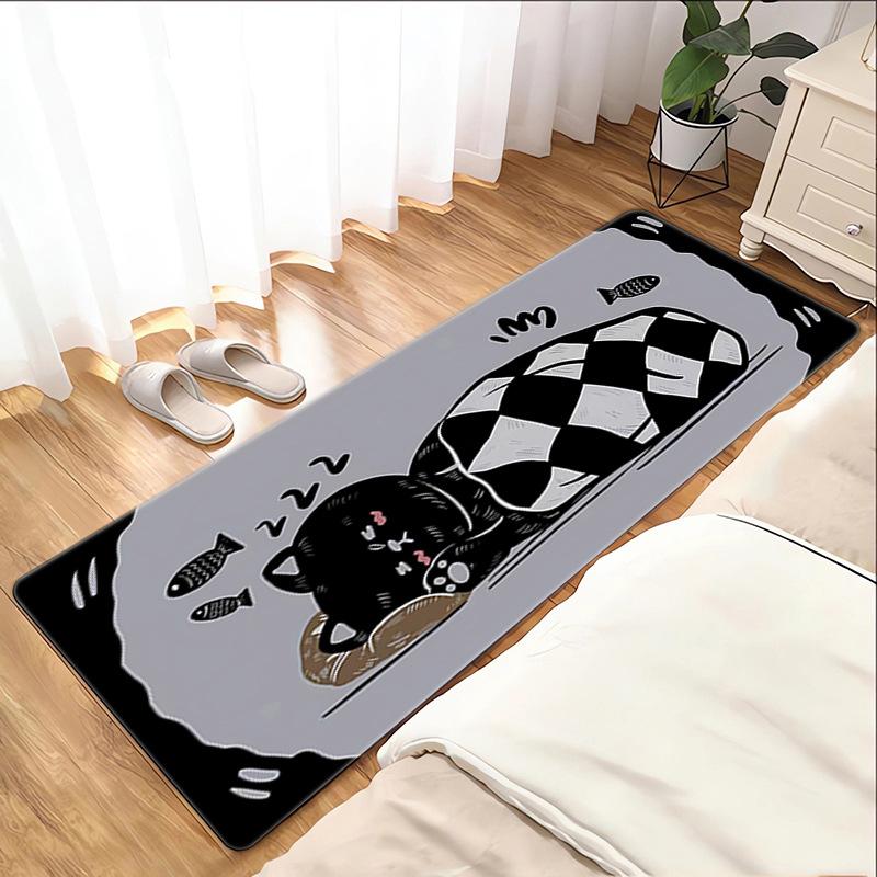 Cute Cat Cartoon Carpet Mat Rug - Kawaii Kitten Pattern Home Decoration for Bedroom Living Room Non-Slip Floor Mat Bedroom Decor