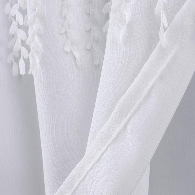 Small Fresh Dark Stripes Are Opaque To Light, People Wear Poles, Short Curtains, Willow Leaf Strips Splicing Short Curtains