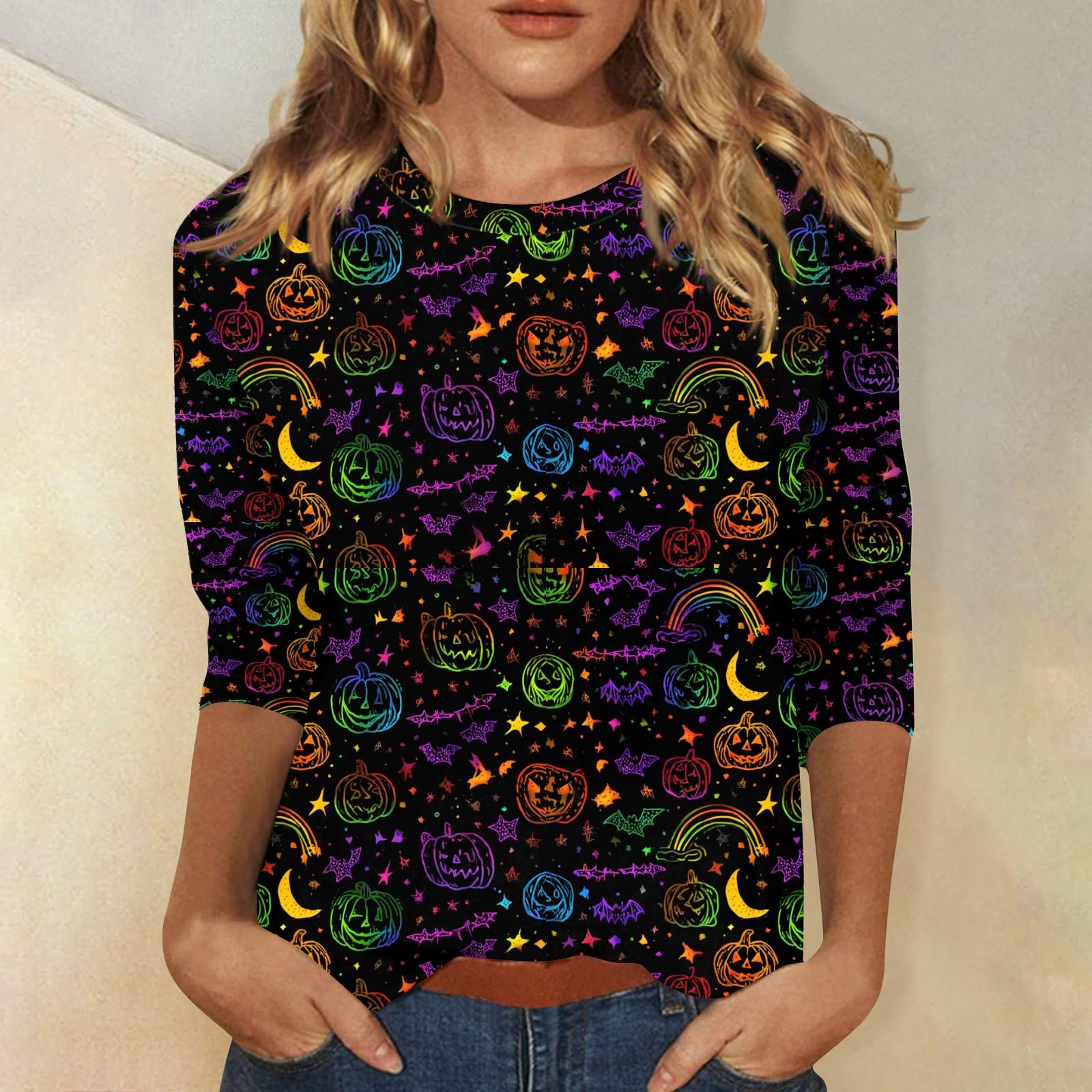 

Женская модная повседневная свободная футболка с круглым вырезом и рукавами 3/4 с принтом, женский топ XXXL