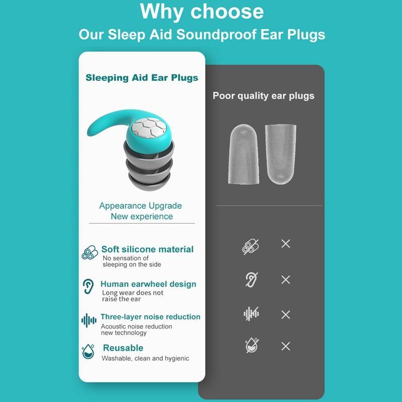 1 Paar Silikon-Ohrstöpsel zur Schalldämmung und Geräuschreduzierung, Geräuschfilter, Schlaf, Schwimmen, wasserdicht, dreilagige stumme Ohrstöpsel