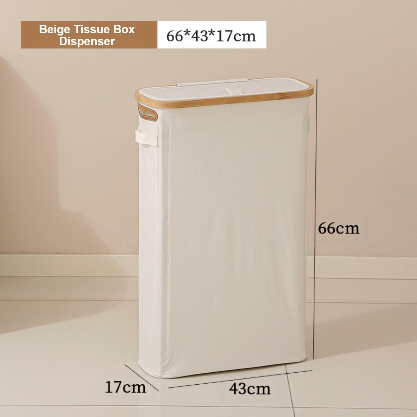 

Foldable Storage Basket With Dispenser Lid Large Capacity Tissue Box Organizer Foldable Dust-Proof Cover For Home Storage Cloth