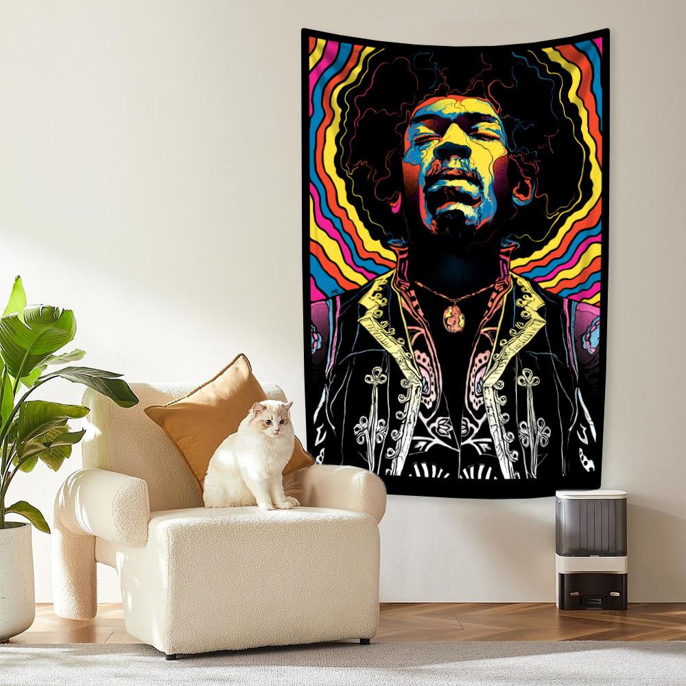 Rock Music Legends Tapestry Jimi Hendrixs Vintage Wall Hanging Carpets Bedroom Or Home Decor Concert Background Cloth
