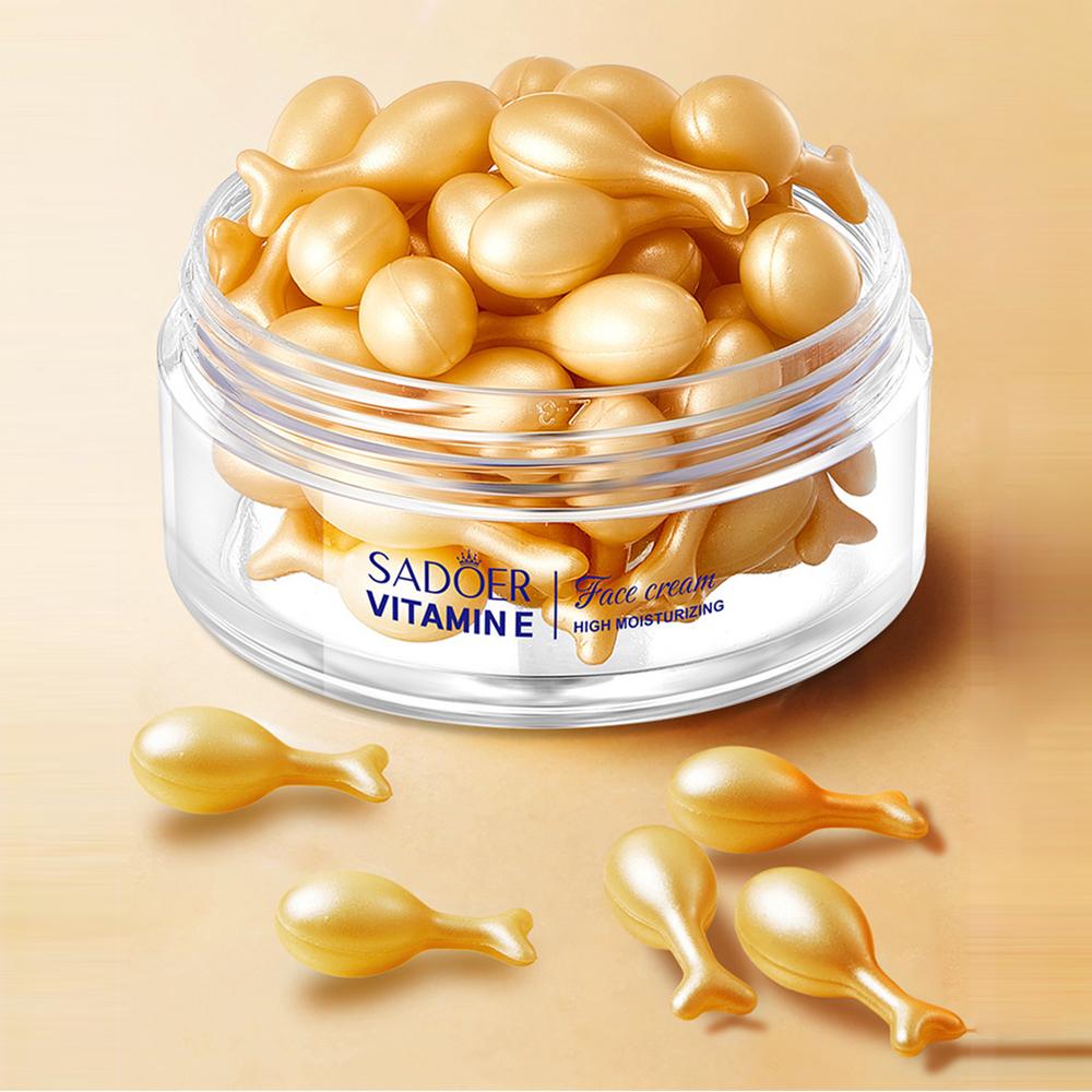 SADOER Evening Primrose Vitamin E Face Cream Capsule - Deeply Hydrating & Moisturizing Serum for All Skin Types 30 Capsules/bottle