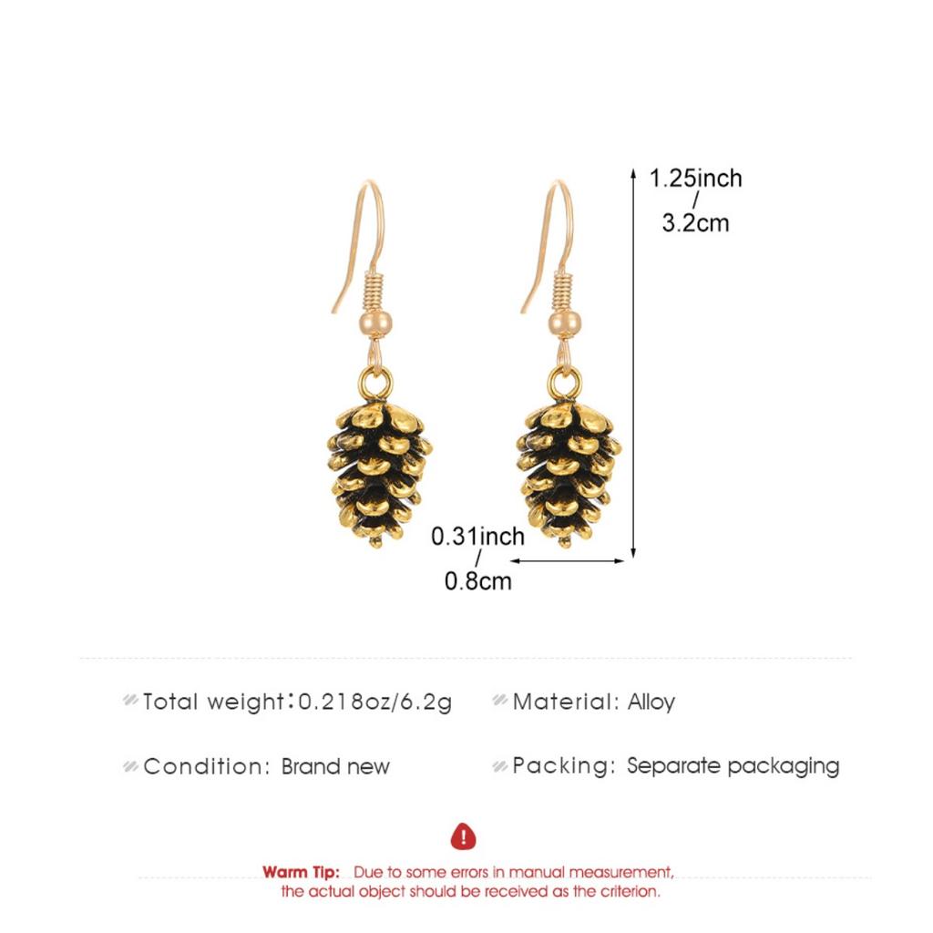 Pine Cone Shaped Drop Earrings Vintage Gold Tone Dangle Earrings for Women Nature Inspired Jewelry