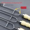 Danle Stainless Steel U-Shaped Barbecue Forks with Wooden Handles