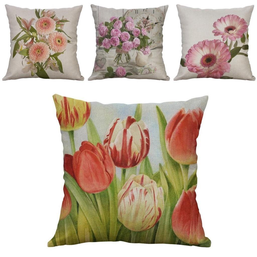 Vintage Flower Cotton Linen Cushion Cover Soft Decorative Pillow Case For Home Comfort