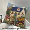 Retro color printing pillowcase: 2D flat printing, non-real embroidery, night sofa, night sofa cushion