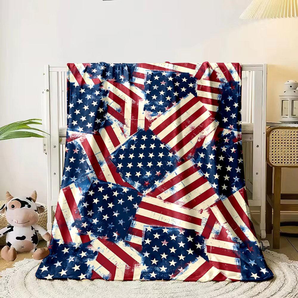 Coperta Morbida Bandiera Americana Usurata Coperta da Camera per Soggiorno Divano Pausa Pranzo Morbido Plaid per Festival dell'Amico Regalo