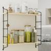 2 Tiers Wooden Wall Shelf Natural Wood Large Size Spacious Home Living Room Kitchen Bathroom Shelf and Bookshelf