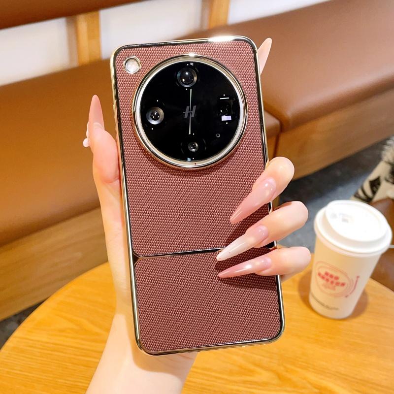 Luxury Electroplated Woven Leather Case For OPPO Find X8 Ultra/X8 Pro/X8 X8s+ Built-in Magnetic Fashionable High-End Side Cover