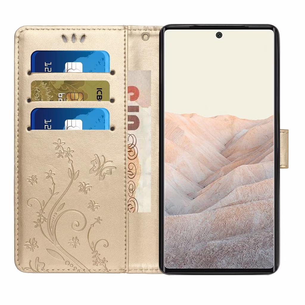 Applicable to Google Pixel 10A mobile phone leather case Samsung S23FE butterfly embossed card wallet case