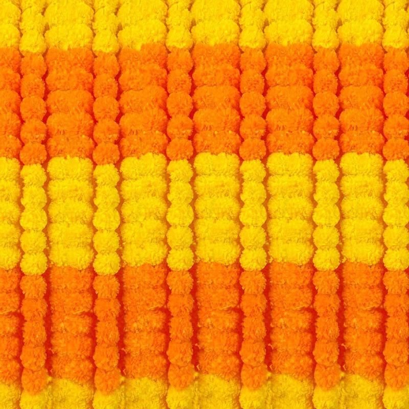 5pcs 60inches Marigold Flower Garland Decoration Diwali Indian Wedding Decor Mexican Party Garland Thanksgiving Day Halloween