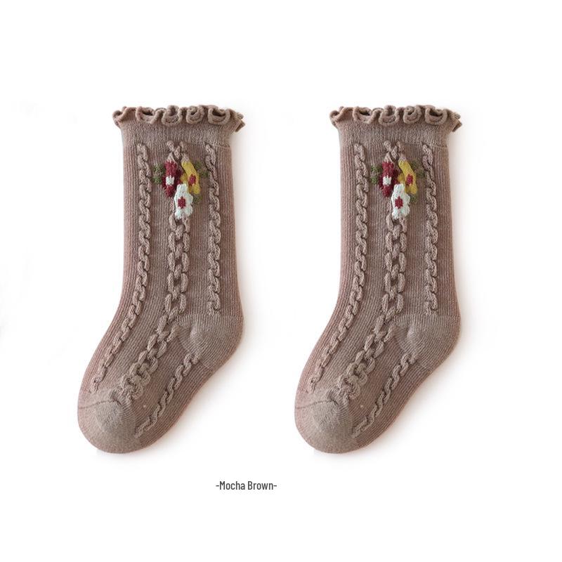 #24 Seamless Ruffled Cotton Baby Socks for Newborns and Infants - Spring/Autumn Princess Style