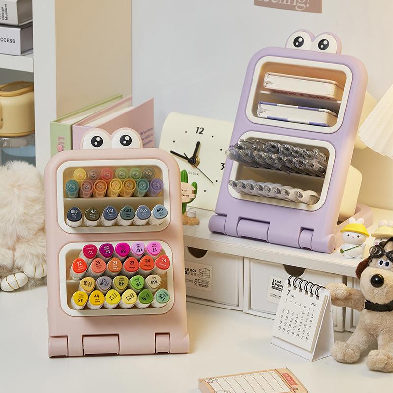 Slanted Insert Pen Holder Stationery Rack Makeup Storage Case Desk Supplies Organizer For College Dorm Office School