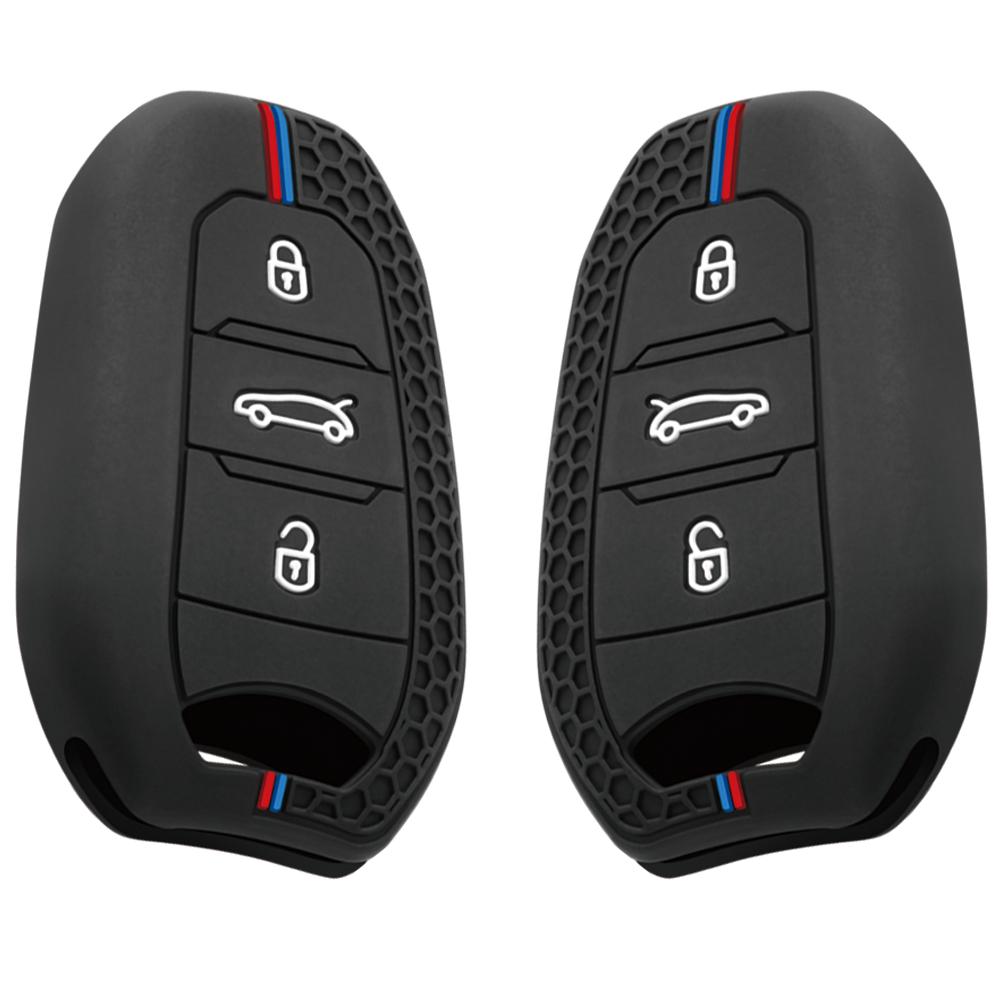 For Peugeot 3008 307 308 207 208 407 508 206 2008 301 5008 For Citroen C2 C3 C4 C5 Silicone Key Cover Key Case Car Keychain Fob