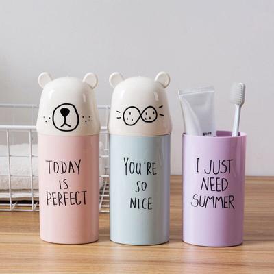 Zahnbürstenhalter mit Cartoon-Bär-Motiv, Organizer, Tasse, tragbare Zahnpasta-Zahnbürstenabdeckung für Reisen