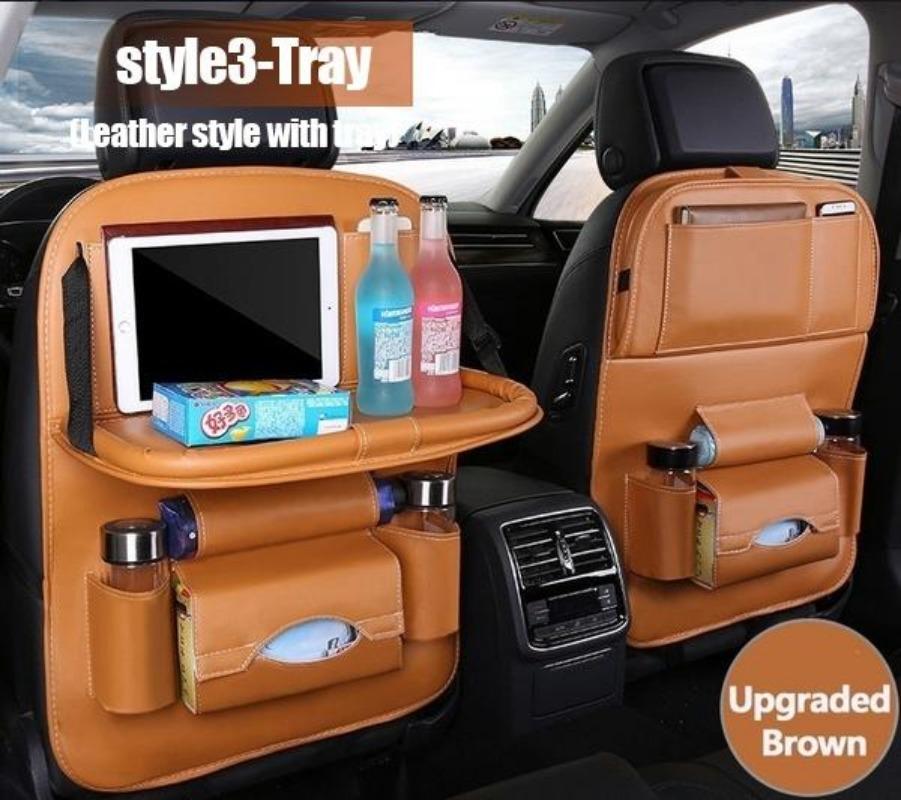 Multi-pocket Car Seat Back Hanging Organizer Bag Universal Auto PU Leather Storage Holder Bag Foldable Shelf