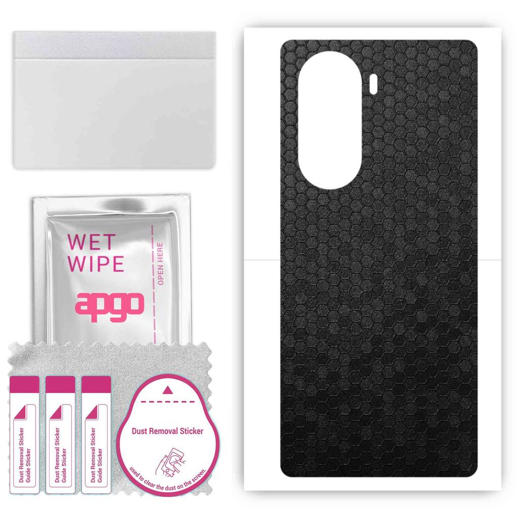 apgo Protective Skin Sticker for the Back Compatible with Honor 60 Pro, Wrap Film, Foil, Vinyl - Pattern Black Honeycomb