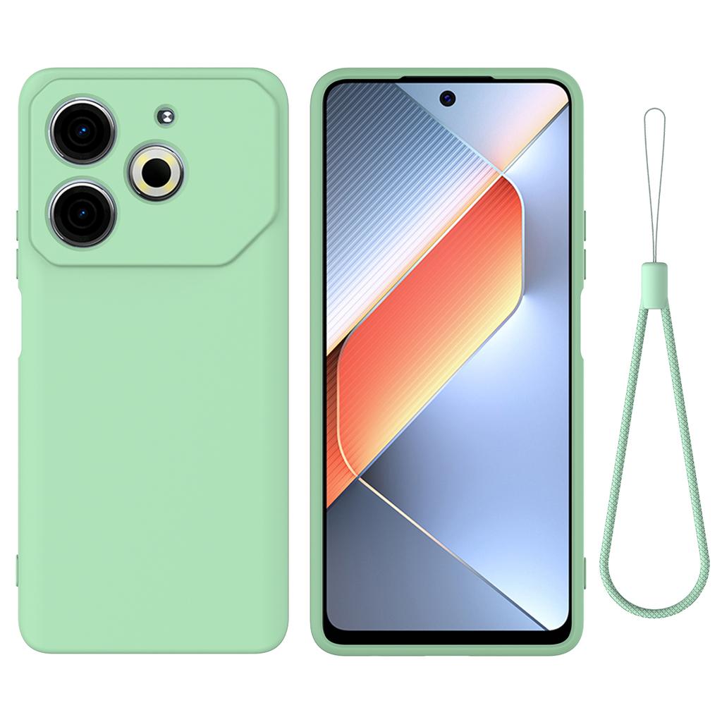For TECNO Pova 6 Neo Case Anti-Drop Liquid Silicone Phone Cover with Strap