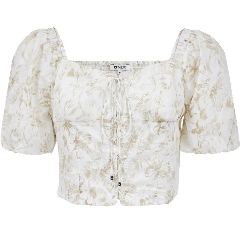 ONLY Women s Sweet Floral Puff Sleeve Chiffon Top M