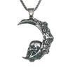 Vintage Punk Crescent Crescent Skull Men'S Stainless Steel Pendant Necklace Domineering Fashion Personality Street Accessories