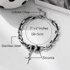 Cross Bracelet For Men Women Silver Stainless Steel Chunky Thick Black White Zirconia Layered Bracelet Faith Easter Jewelry